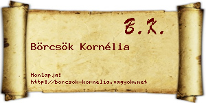 Börcsök Kornélia névjegykártya